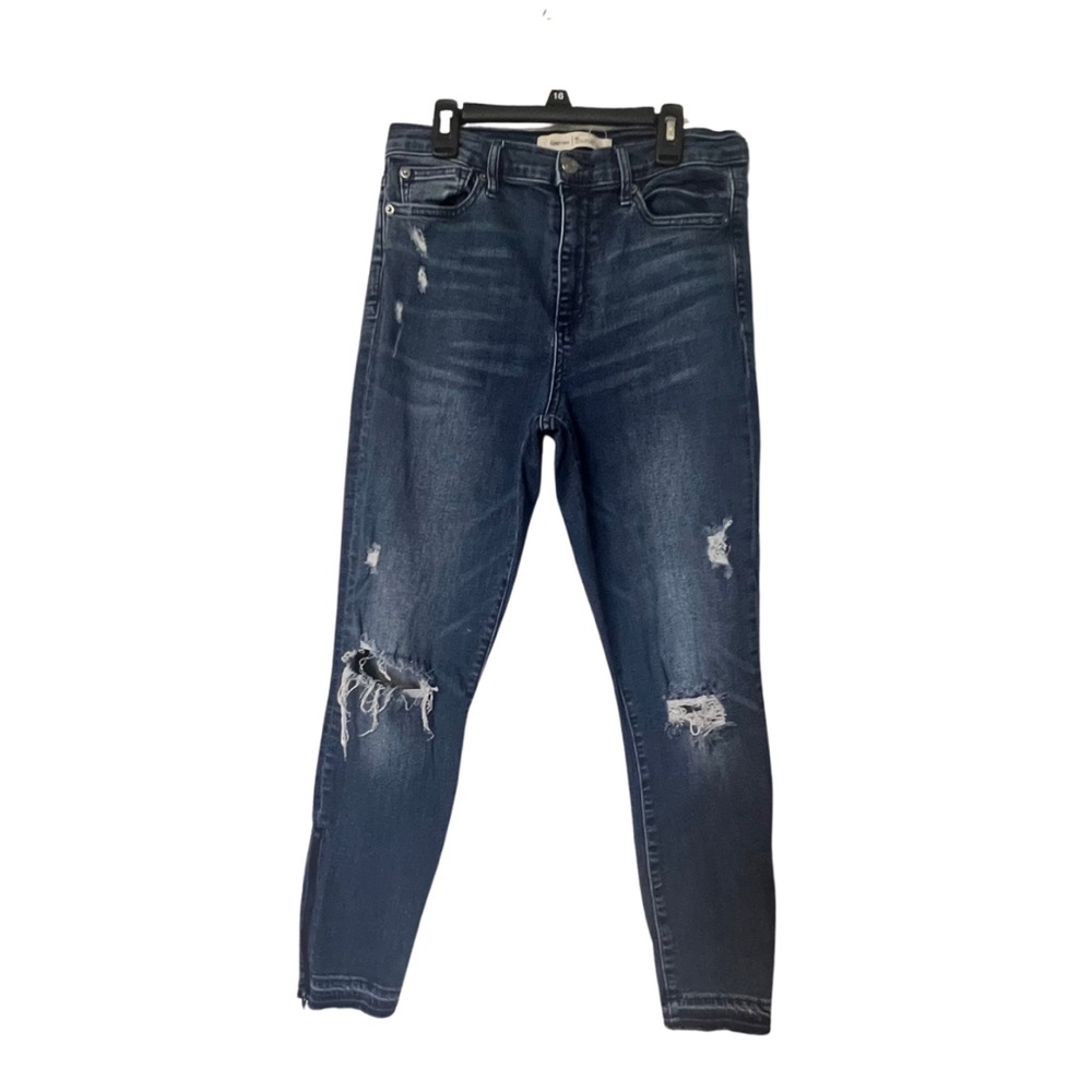 GAP 1969 True Skinny Super High Rise Jeans Raw Hem Zip Ankle Stretch